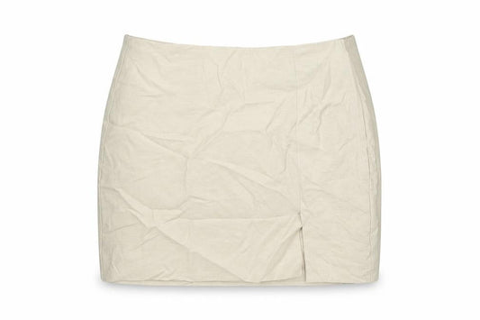 H&M Womens Beige Viscose Mini Skirt Size 6 Zip - Slit