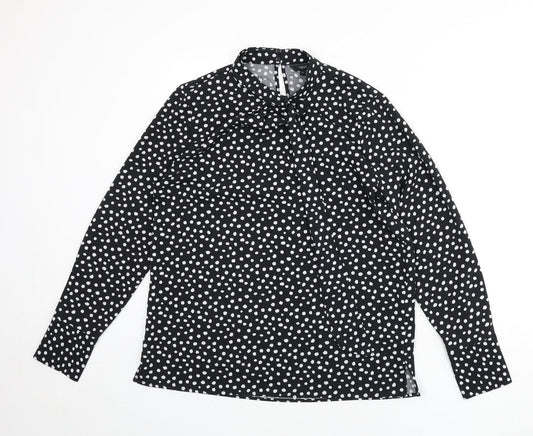 NEXT Womens Black Polka Dot Polyester Basic Blouse Size 10 Mock Neck