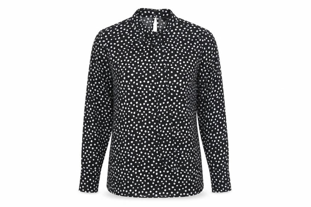 NEXT Womens Black Polka Dot Polyester Basic Blouse Size 10 Mock Neck