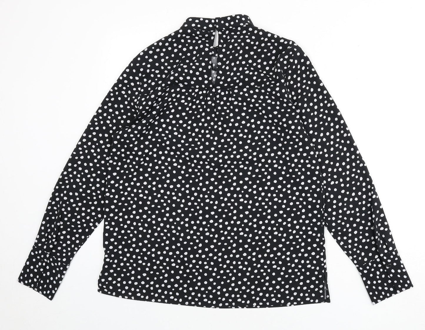 NEXT Womens Black Polka Dot Polyester Basic Blouse Size 10 Mock Neck