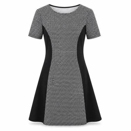Divided by H&M Womens Black Geometric Polyester A-Line Size 6 Round Neck Pullover - Zig Zag Pattern