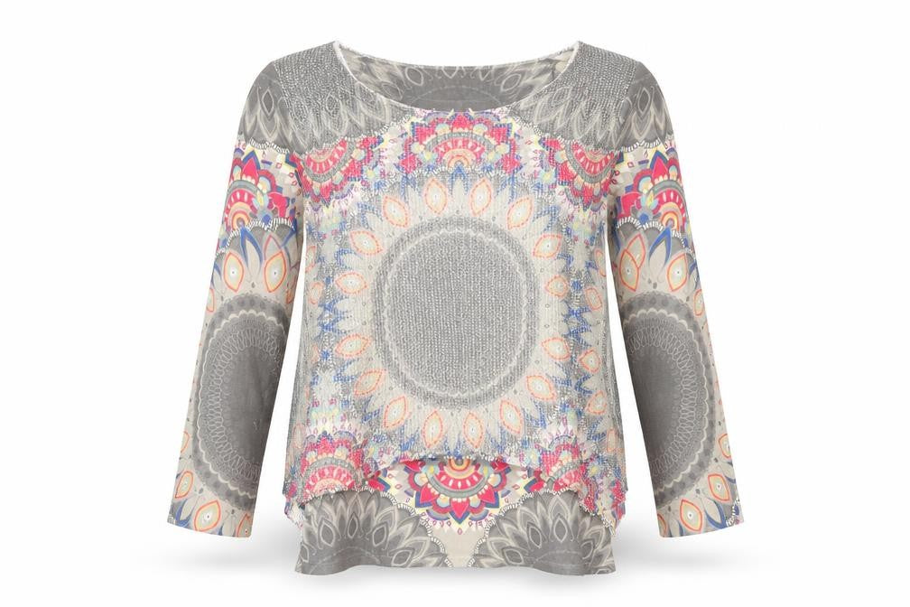 Apricot Womens Multicoloured Boat Neck Geometric Polyester Pullover Jumper Size M - Overlay