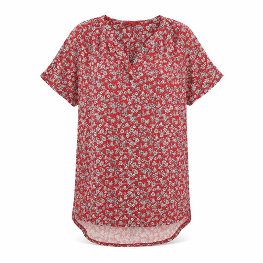 Next Womens Red Floral Viscose Sheath Size 18 V-Neck Pullover