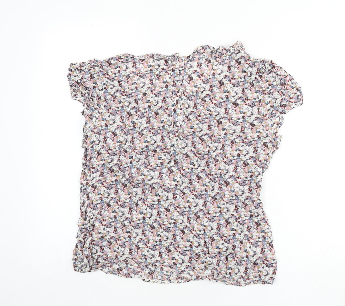 Monsoon Womens Multicoloured Floral Viscose Basic Blouse Size 14 Round Neck - Lace Detail