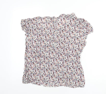 Monsoon Womens Multicoloured Floral Viscose Basic Blouse Size 14 Round Neck - Lace Detail