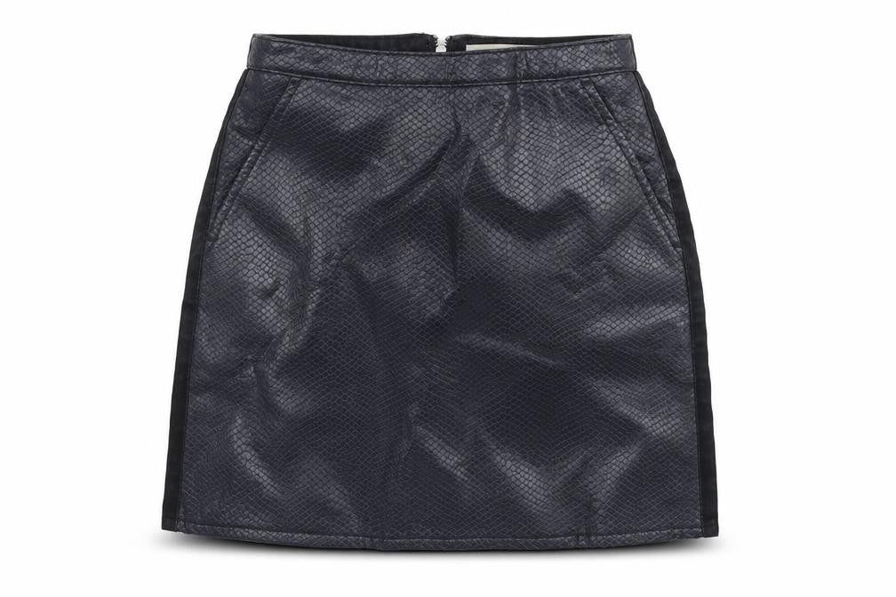Topshop Womens Blue Animal Print Cotton A-Line Skirt Size 28 in Zip - Snake Skin Print, Faux Leather