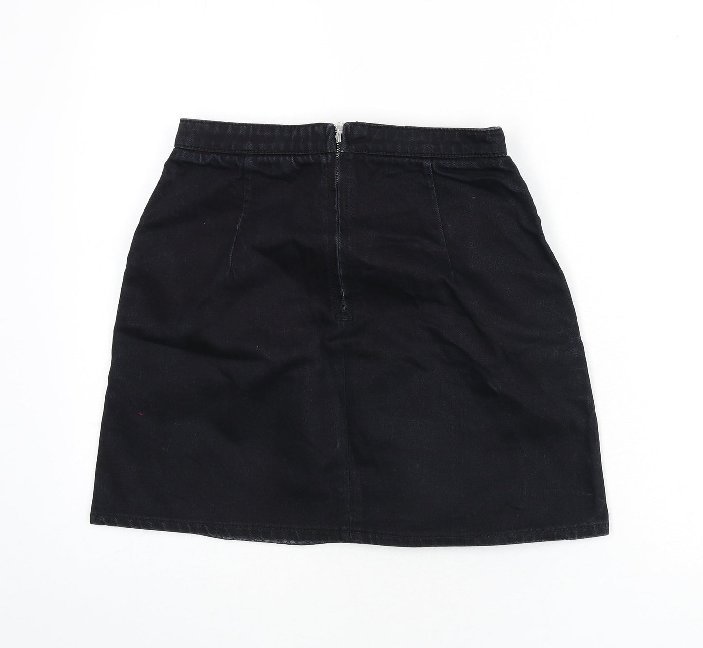 Topshop Womens Blue Animal Print Cotton A-Line Skirt Size 28 in Zip - Snake Skin Print, Faux Leather