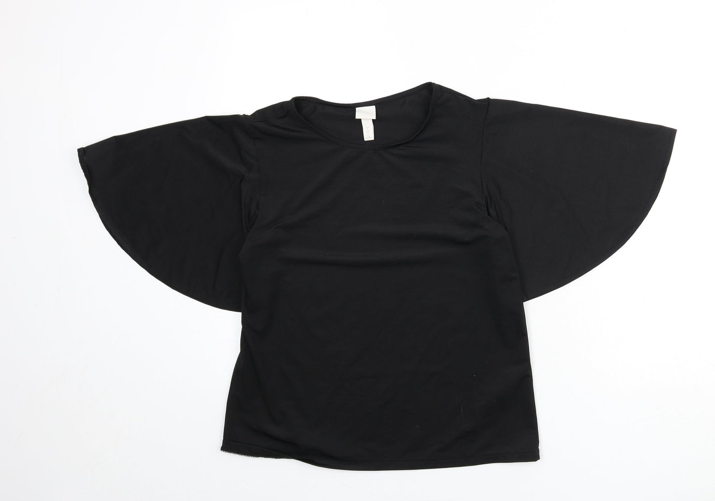 H&M Womens Black Polyester Basic Blouse Size S Round Neck