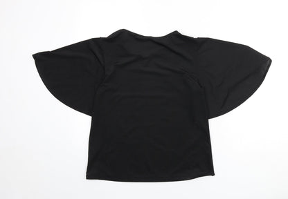 H&M Womens Black Polyester Basic Blouse Size S Round Neck