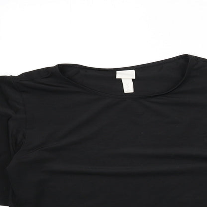 H&M Womens Black Polyester Basic Blouse Size S Round Neck