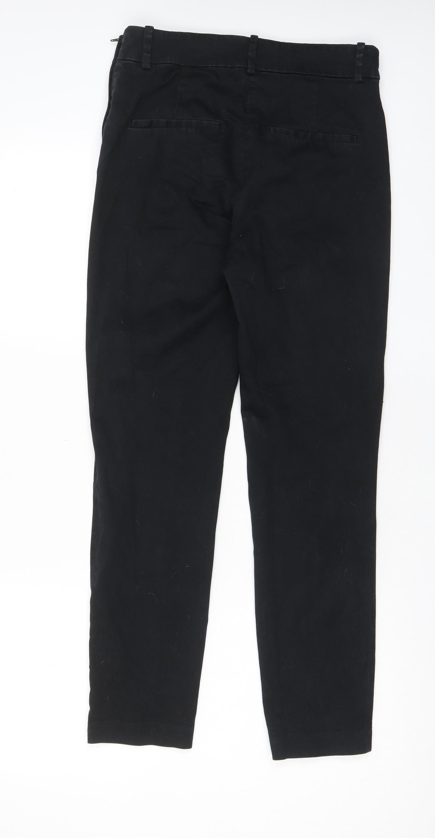 H&M Womens Black Cotton Chino Trousers Size 28 in L27 in Regular Zip
