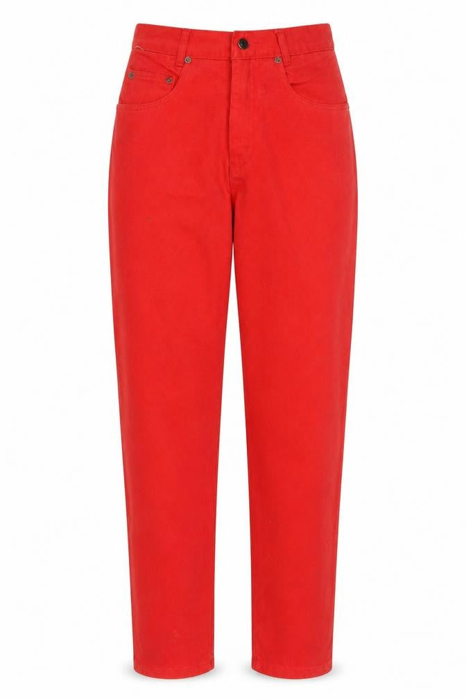 Flag Jeans Womens Red Cotton Trousers Size 6 L31 in Regular Zip - Pockets