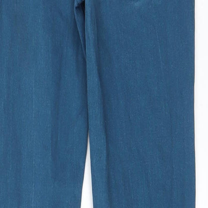 Brand and care label for Denim & Co. girls’ blue cotton skinny jeans, size 9-10, years, 23-inch leg regular zip - ankle zips