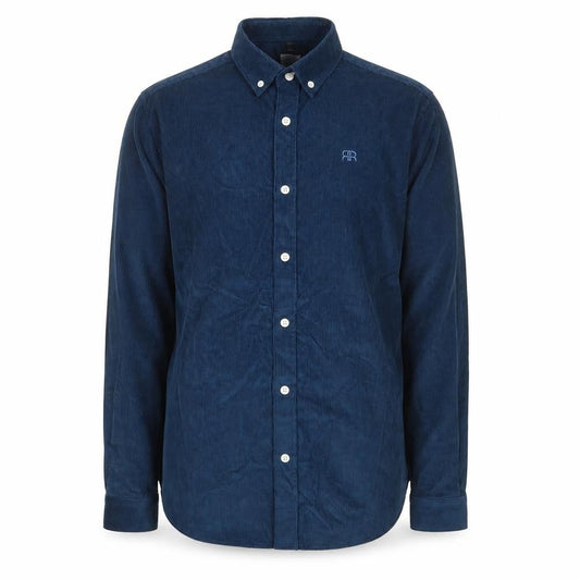 River Island Mens Blue Cotton Button-Up Size S Collared Button - Logo, Embroided
