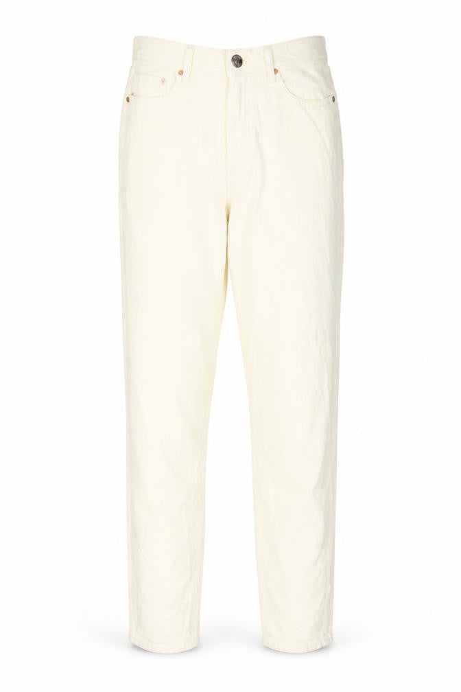 River Island Womens Ivory Cotton Mom Jeans Size 10 L30 in Regular Zip - Pockets