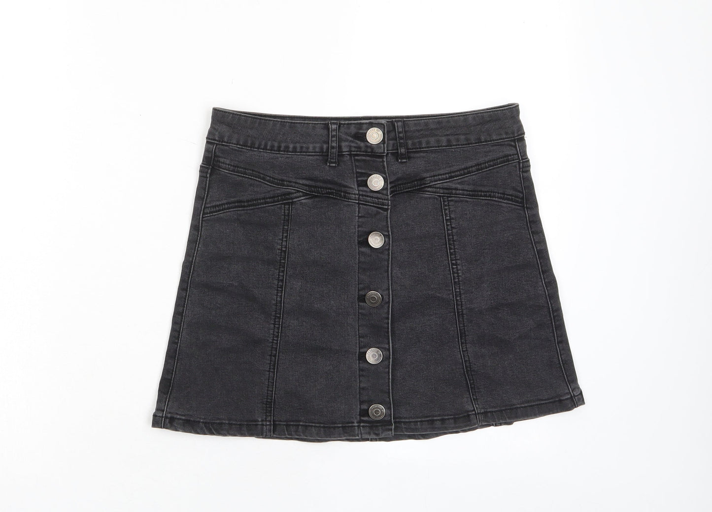 FOREVER 21 Womens Grey Cotton A-Line Skirt Size 27 in Button - Pockets
