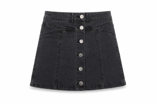 Forever 21 Womens Grey Cotton A-Line Skirt Size 27 in Button - Pockets