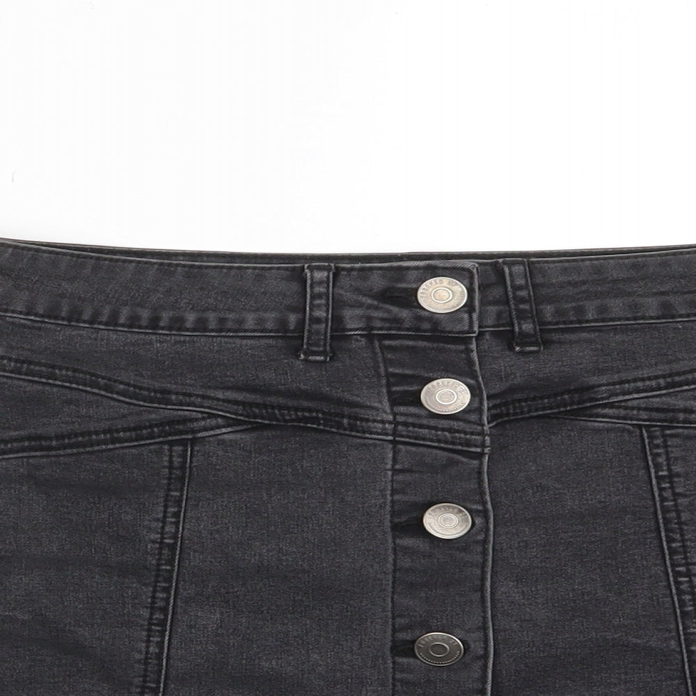 FOREVER 21 Womens Grey Cotton A-Line Skirt Size 27 in Button - Pockets