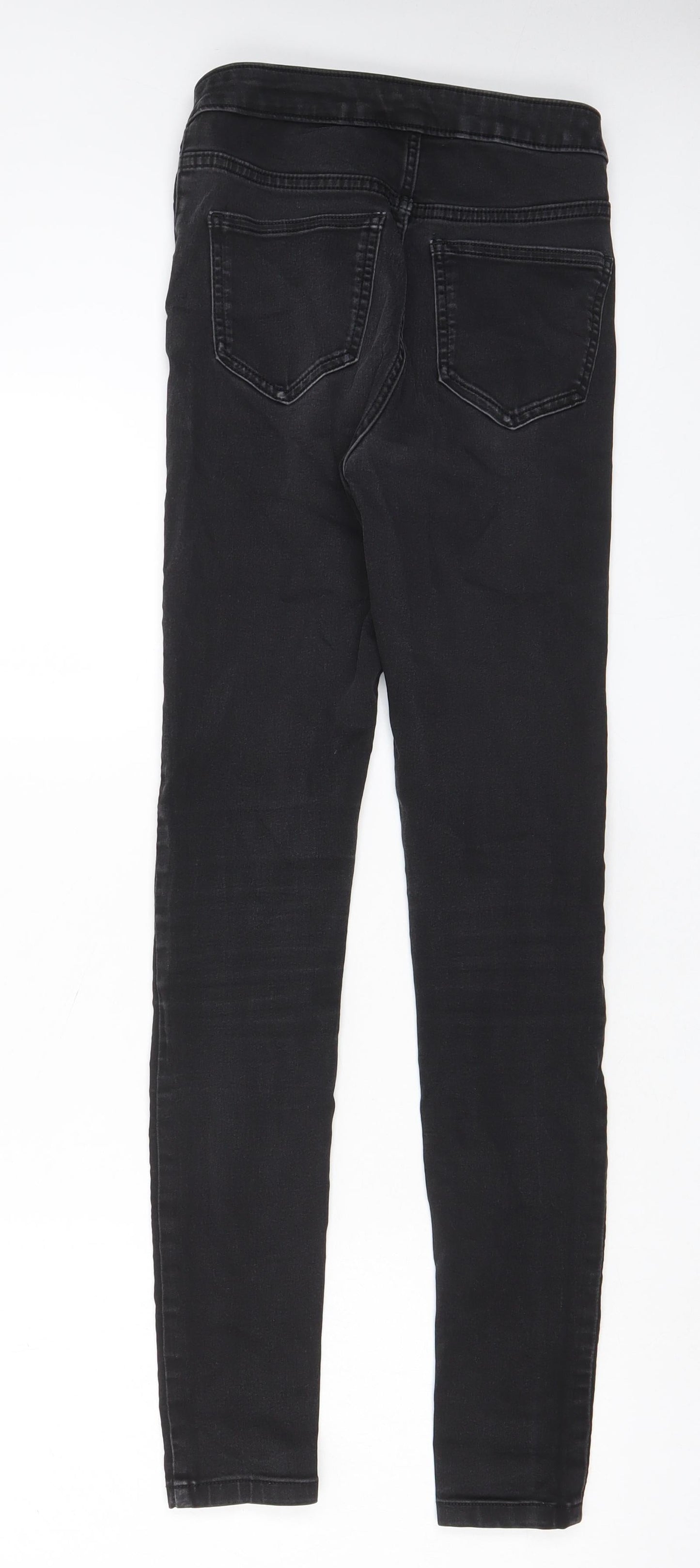 Marks and Spencer Womens Grey Cotton Skinny Jeans Size 8 L29 in Regular Zip - Pockets