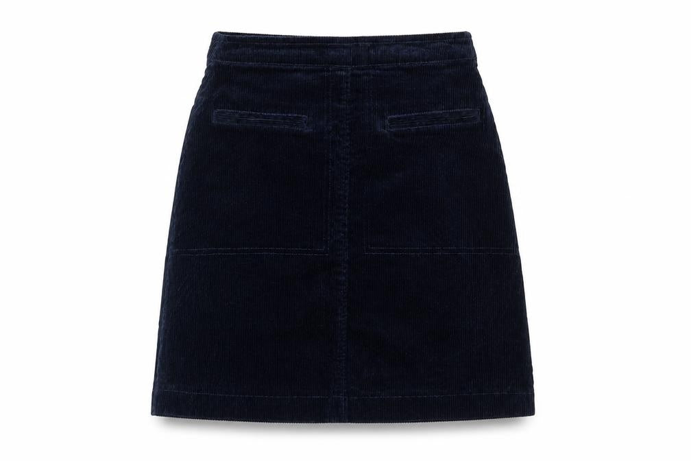 Mistral Womens Blue Cotton A-Line Skirt Size 8 Zip