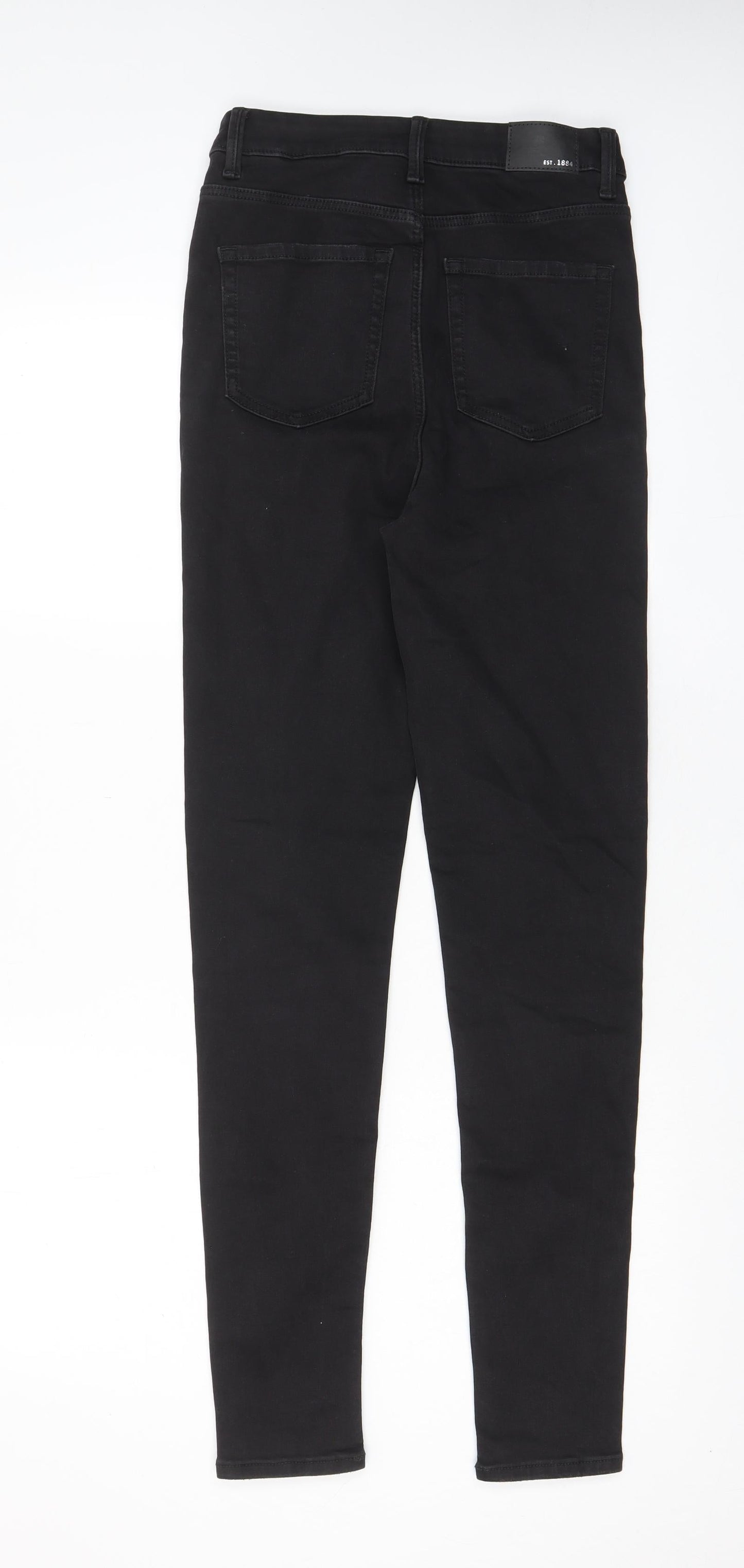 Marks and Spencer Womens Black Cotton Skinny Jeans Size 8 L30 in Regular Zip - Pockets