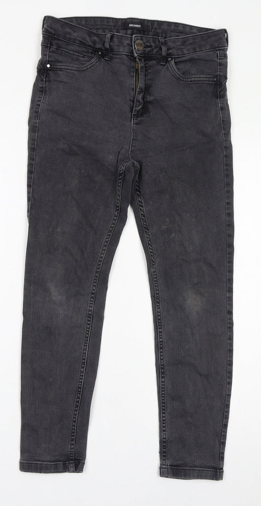 Marks and Spencer Womens Grey Cotton Skinny Jeans Size 12 L25 in Regular Zip
