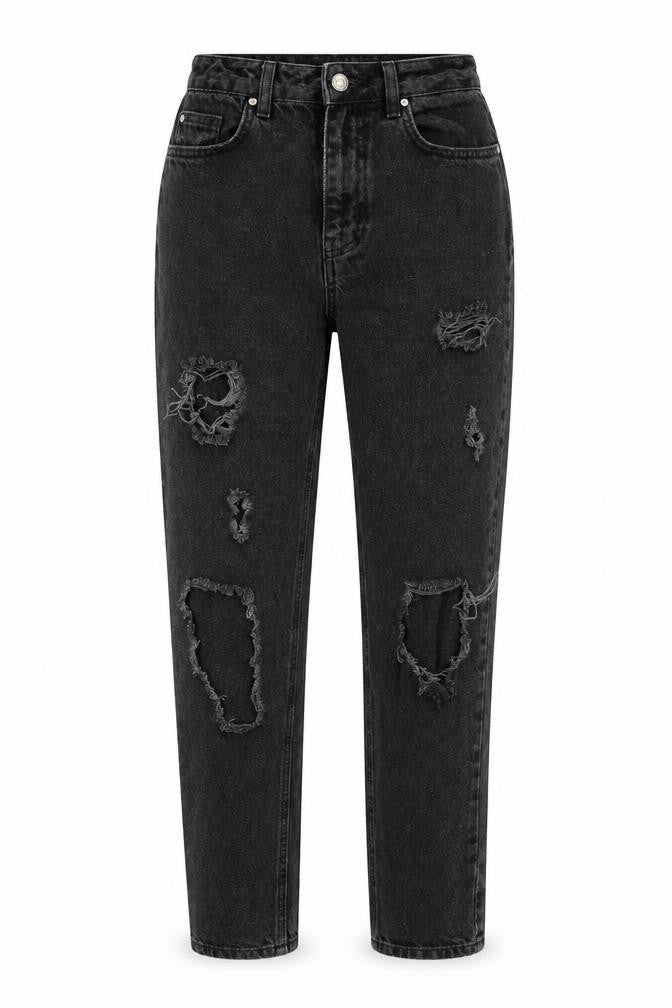 Denim & Co. Womens Black Cotton Mom Jeans Size 6 L28 in Regular Zip