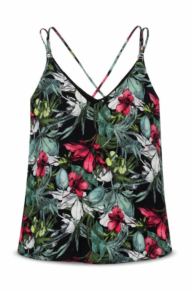 Dorothy Perkins Womens Multicoloured Floral Viscose Basic Tank Size 10 V-Neck