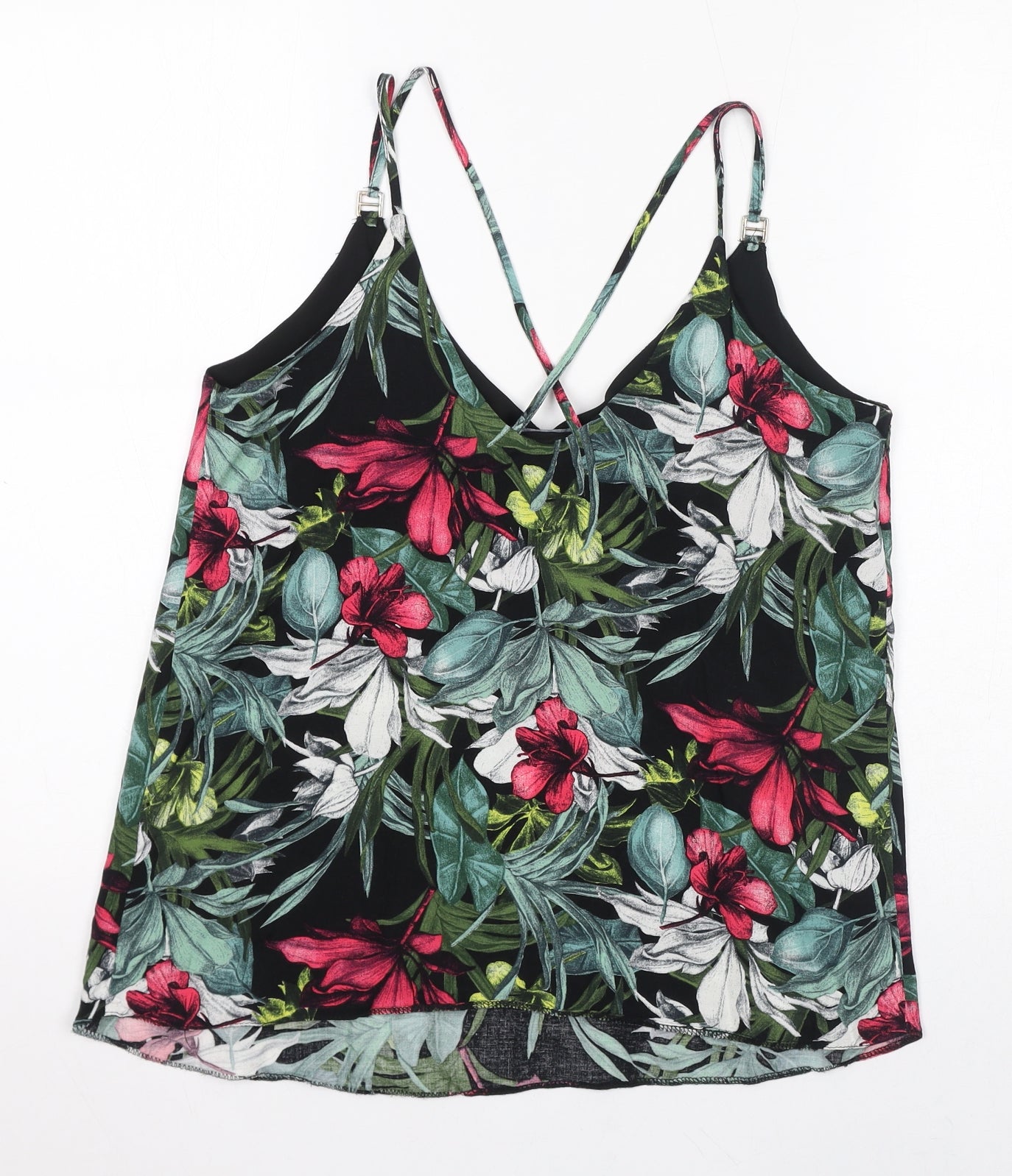 Dorothy Perkins Womens Multicoloured Floral Viscose Basic Tank Size 10 V-Neck
