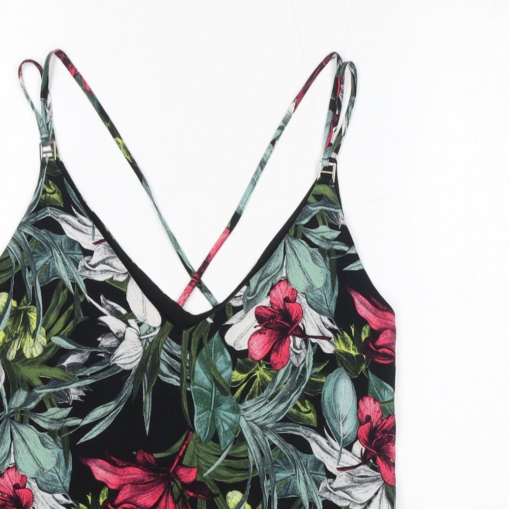 Dorothy Perkins Womens Multicoloured Floral Viscose Basic Tank Size 10 V-Neck