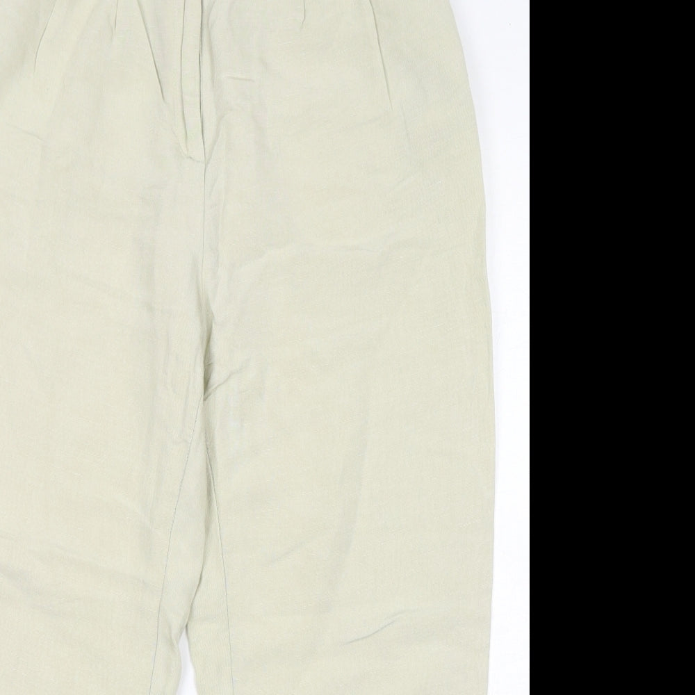 H&M Womens Ivory Viscose Trousers Size 8 L26 in Regular Zip - Cropped