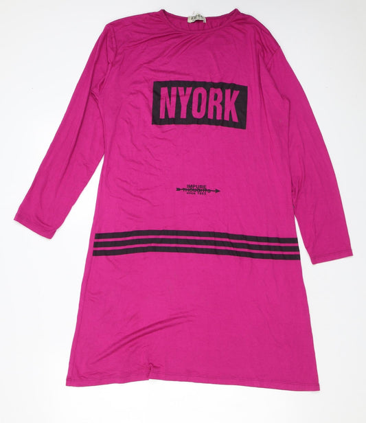 Moda Sadem Womens Pink Polyester T-Shirt Dress Size XL Round Neck Pullover - NYORK