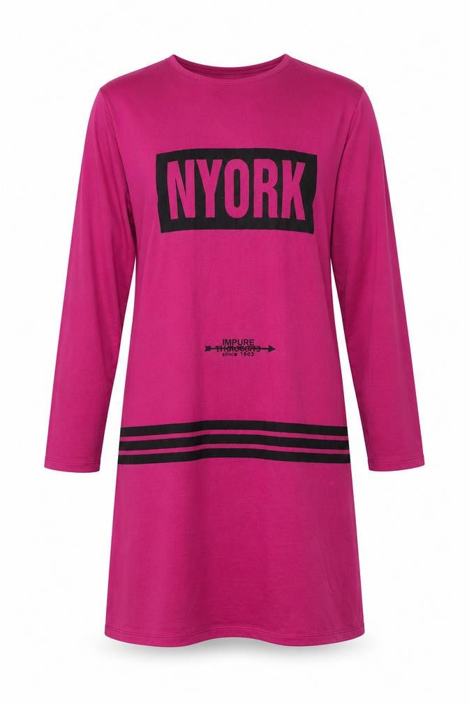 Moda Sadem Womens Pink Polyester T-Shirt Dress Size XL Round Neck Pullover - NYORK