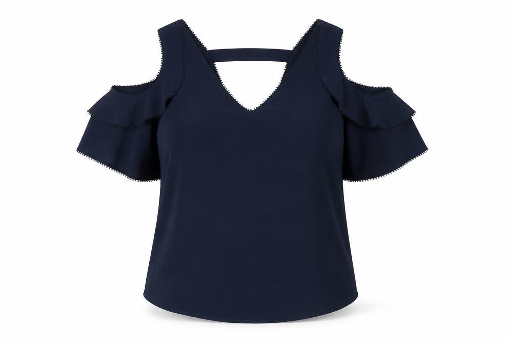 NEXT Womens Black 100% Cotton Basic Tank Size 6 V-Neck - Cold Shoulder