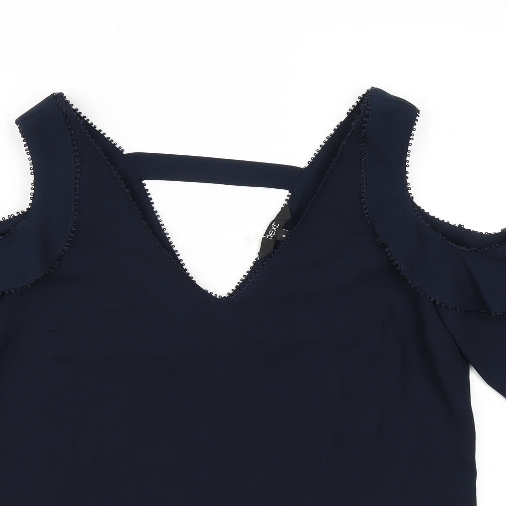 NEXT Womens Black 100% Cotton Basic Tank Size 6 V-Neck - Cold Shoulder
