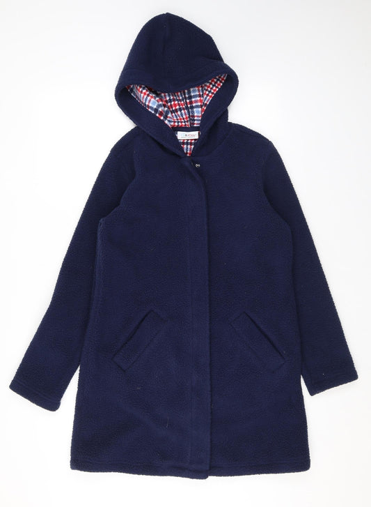 D&Co. Womens Blue Overcoat Coat Size XS Zip - Hooded