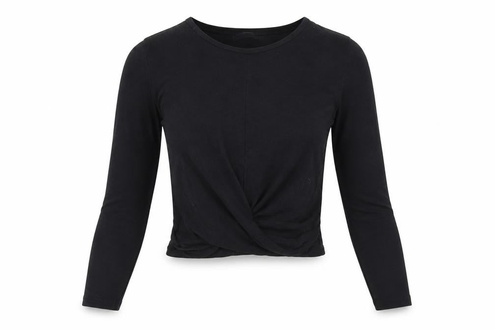 Zara Womens Black Cotton Cropped T-Shirt Size S Round Neck