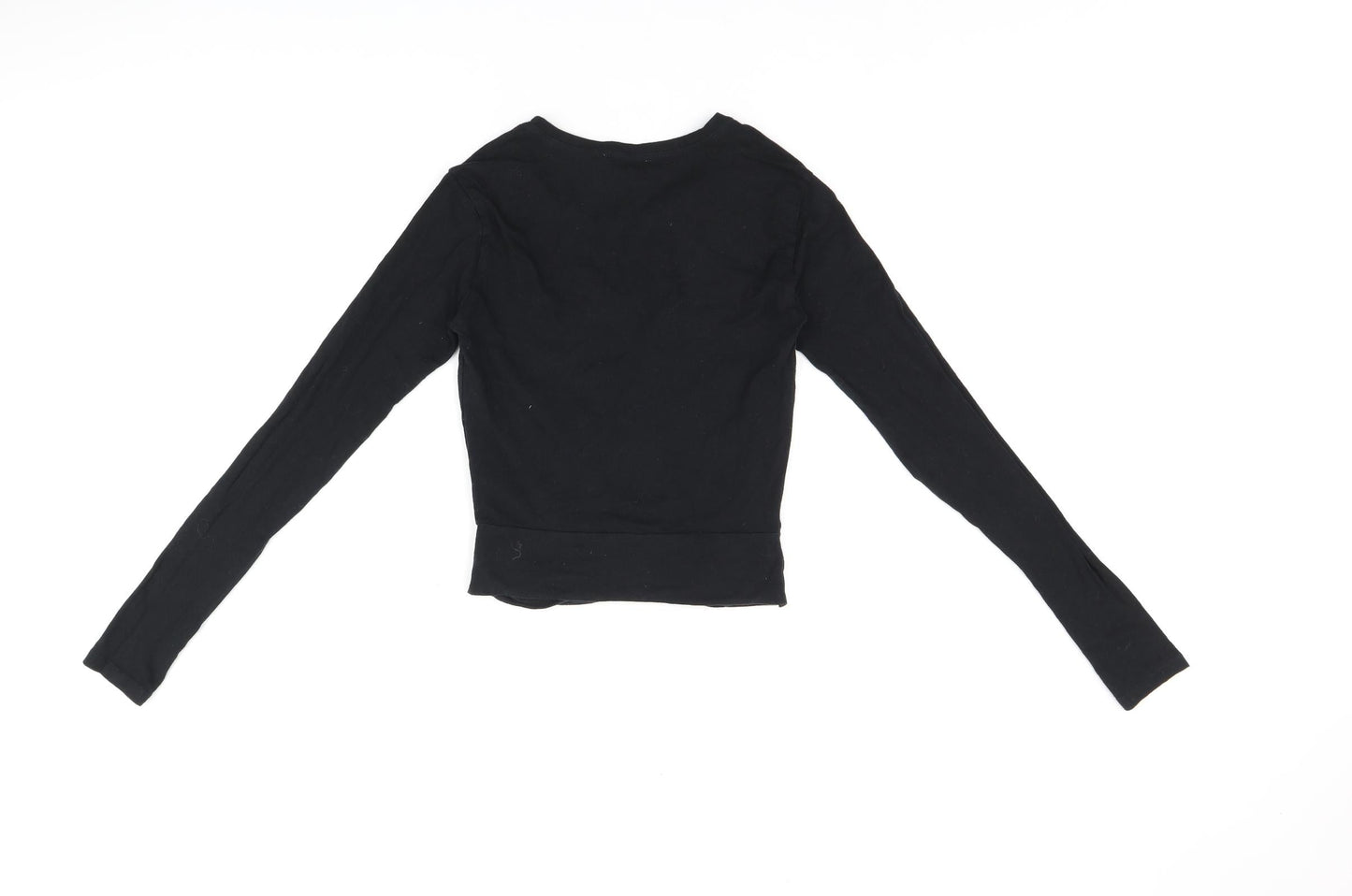 Zara Womens Black Cotton Cropped T-Shirt Size S Round Neck