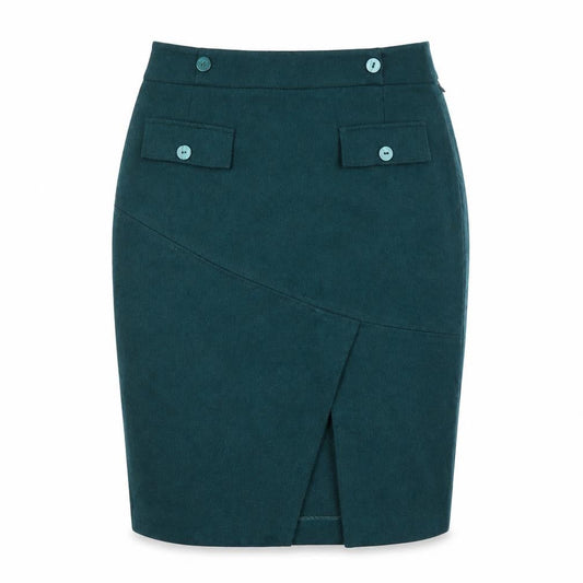 Sino London Womens Green Wool Straight & Pencil Skirt Size 12 Zip