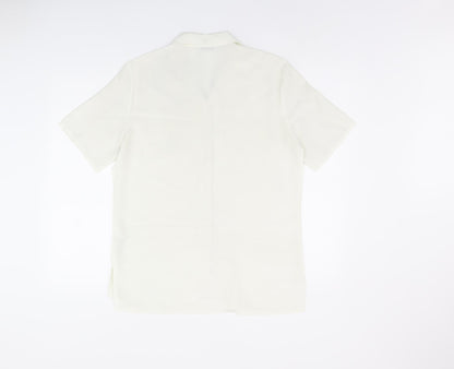 St Michael Womens White Polyester Basic Button-Up Size 10 Collared - Vintage