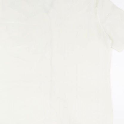St Michael Womens White Polyester Basic Button-Up Size 10 Collared - Vintage