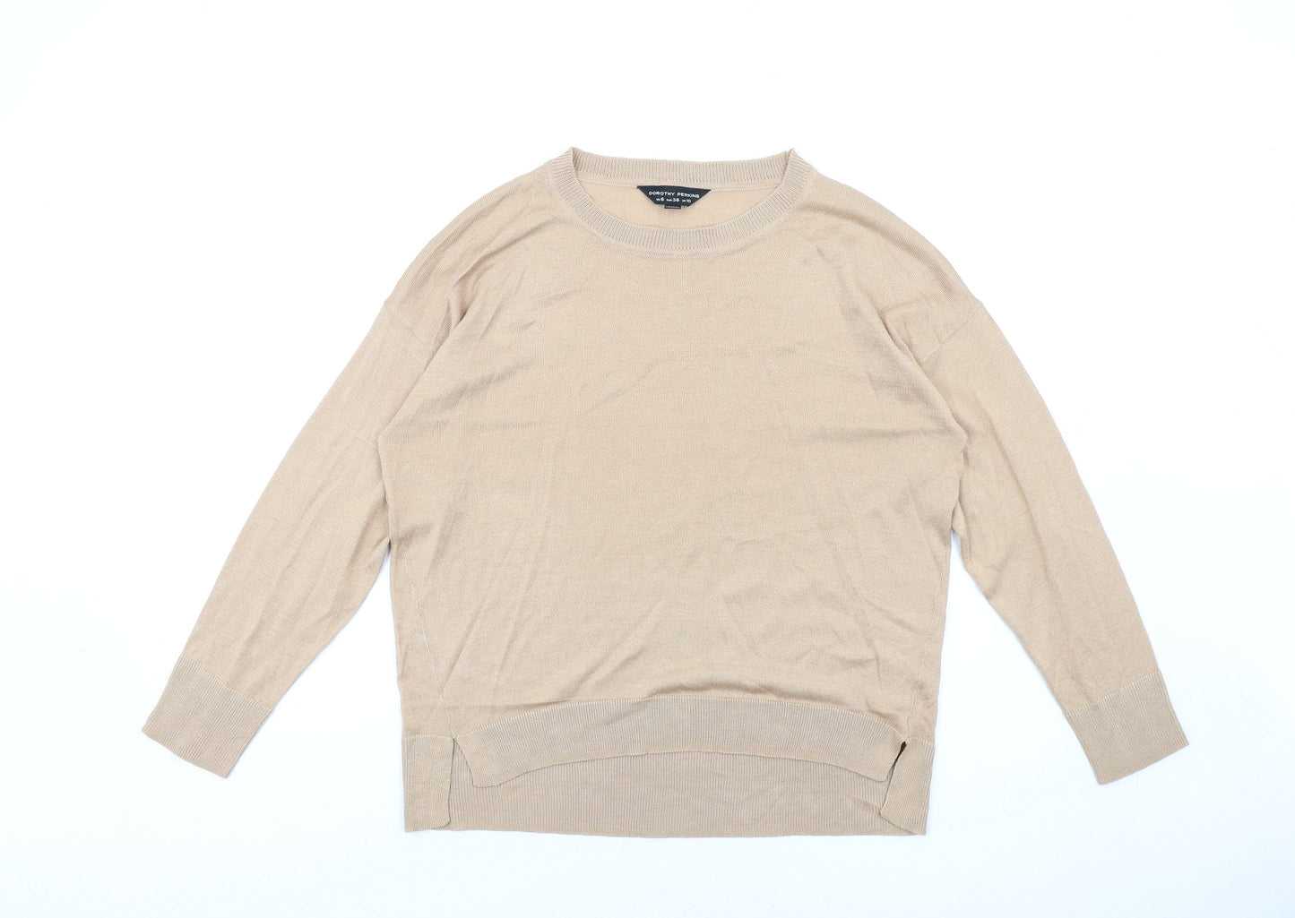 Dorothy Perkins Womens Beige Round Neck Viscose Pullover Jumper Size 10