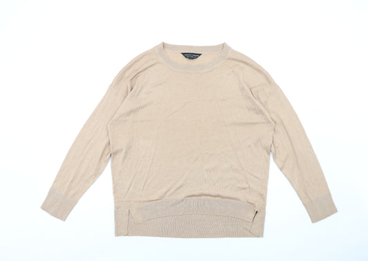 Dorothy Perkins Womens Beige Round Neck Viscose Pullover Jumper Size 10