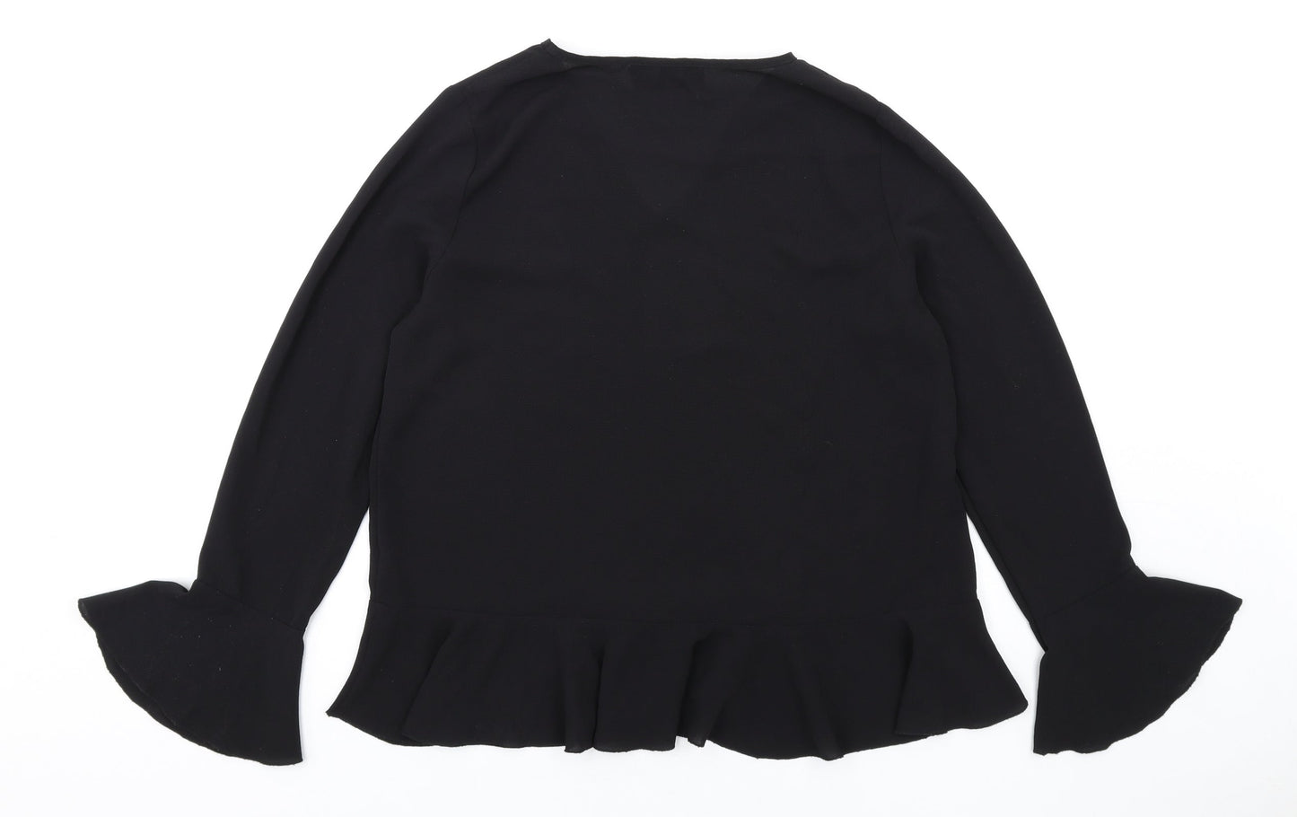 Little Mistress Womens Black Polyester Basic Blouse Size 10 V-Neck