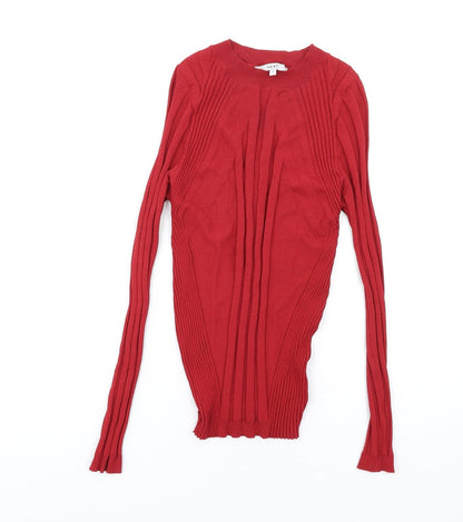 Next Womens Red Crew Neck Viscose Pullover Jumper Size M