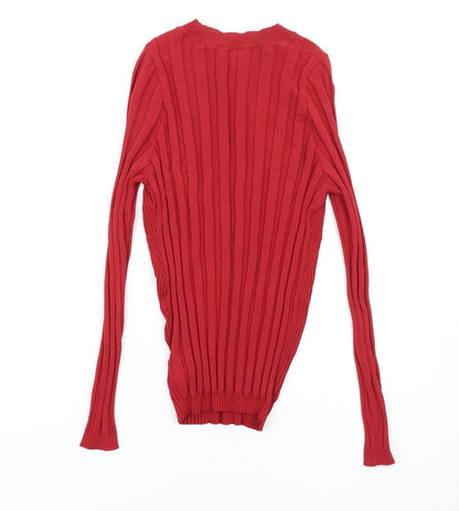 Next Womens Red Crew Neck Viscose Pullover Jumper Size M