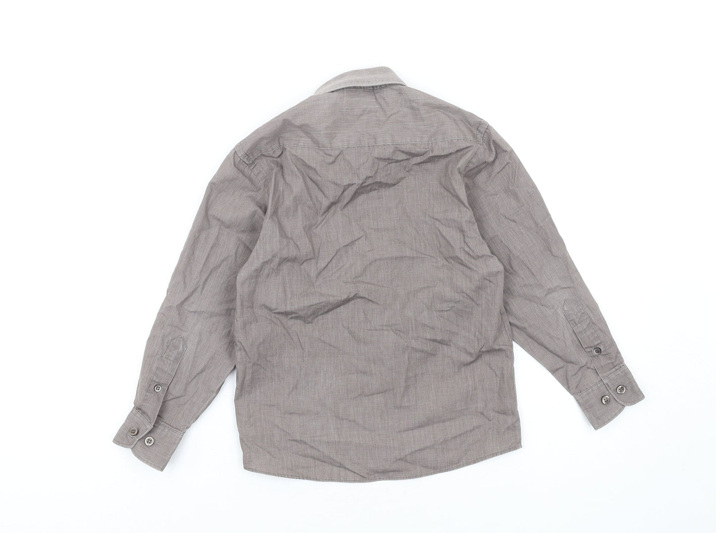 Banner Womens Grey Cotton Basic Button-Up Size 12 Collared