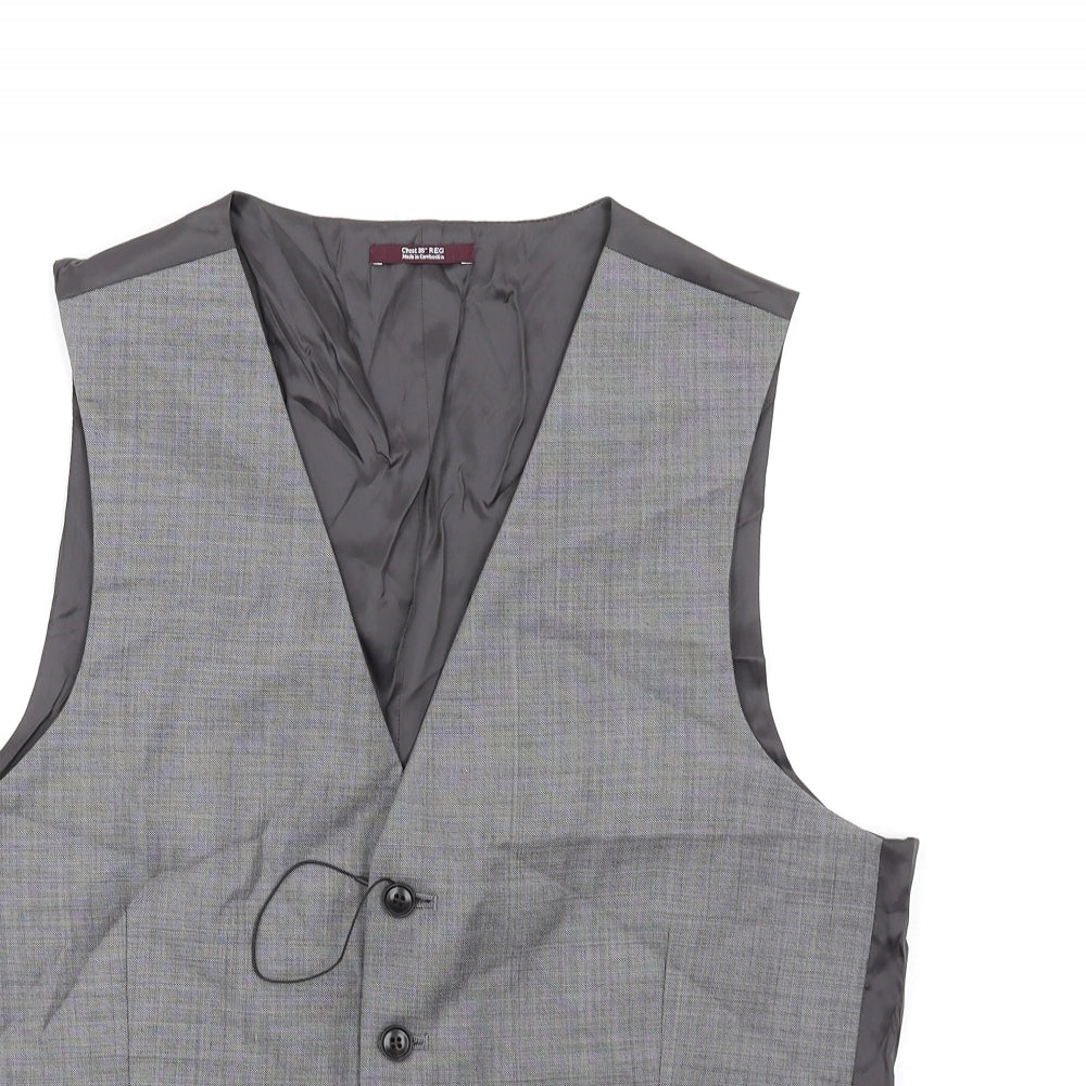 Marks and Spencer Mens Grey Wool Jacket Suit Waistcoat Size 38 Regular