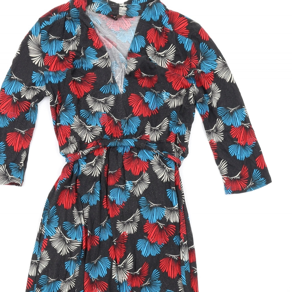 Phase Eight Womens Multicoloured Geometric Viscose A-Line Size 10 V-Neck Pullover