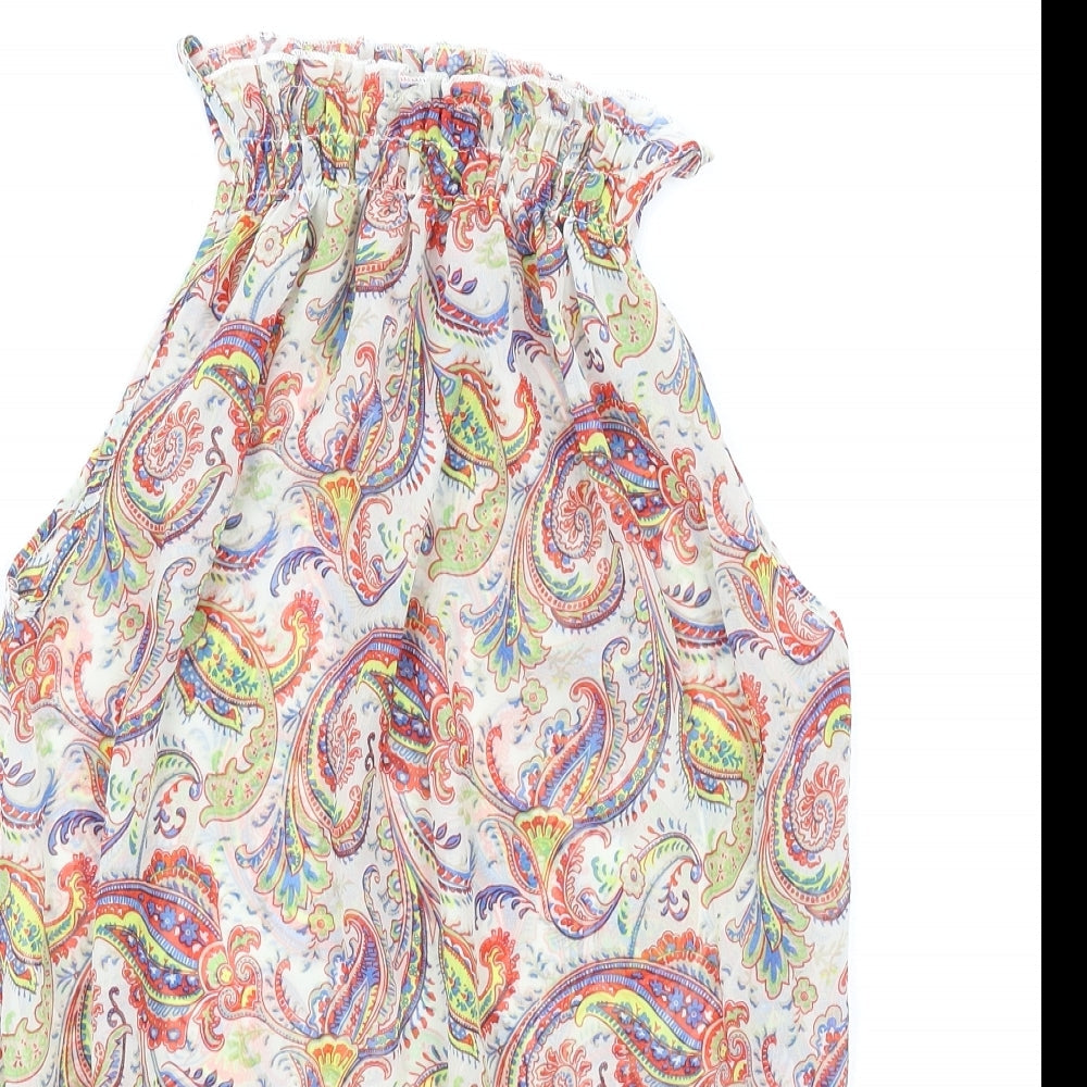 Select Womens Multicoloured Paisley Polyester Camisole Tank Size 12 Mock Neck